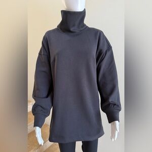 LULULEMON Black Funnel-Neck Long Pullover Sweater, Size 10